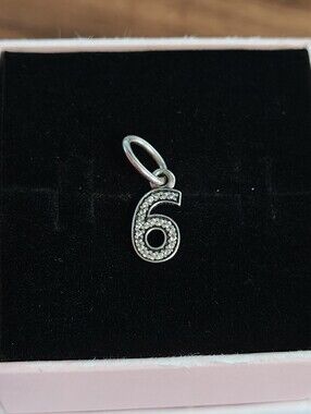 Authentic Pandora Retired Number 6 Dangle Charm – 791344CZ